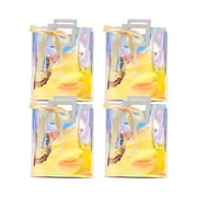 4 Pcs Holographic Clear Gift Bags, 25 x 28 x 14 cm Iridescent Reusable Gift Tote Bag with Handle, for Birthday Wedding Party