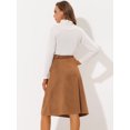 thumbnail image 4 of DARING DIVA Women's Casual Faux Suede Pockets Stretch A-line Midi Skirt 3XL Caramel, 4 of 6