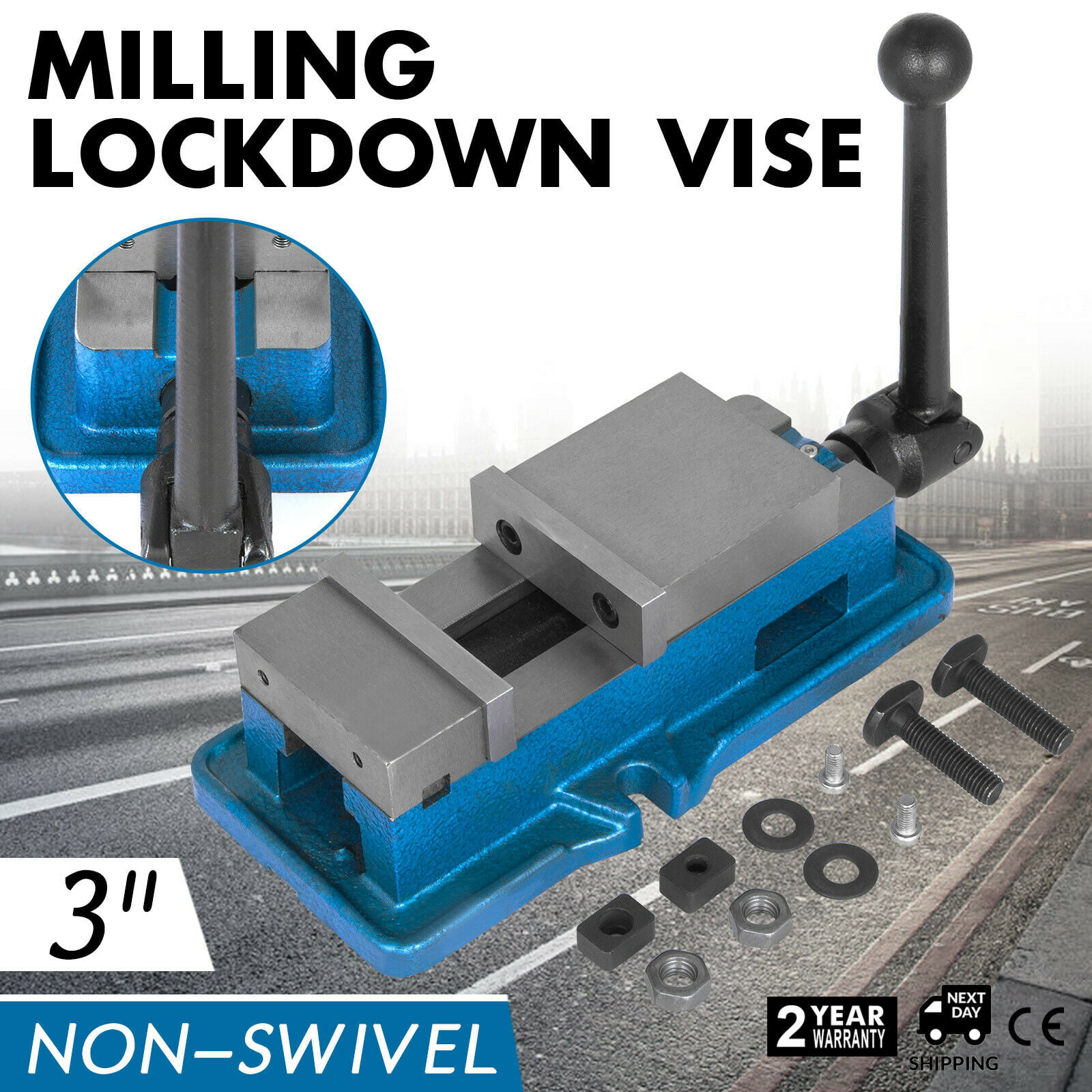 3" Non-Swivel Milling Lock Vise Bench Clamp Precision Lock Vise 80mm Open PRO 