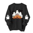 thumbnail image 5 of Jsaierl Halloween Sweatshirts for Women Cute Ghost Graphic Pullovers Fall Classic Round Neck Long Sleeve Sweater Tops Halloween Clothes, Sizes S-2XL, 5 of 6