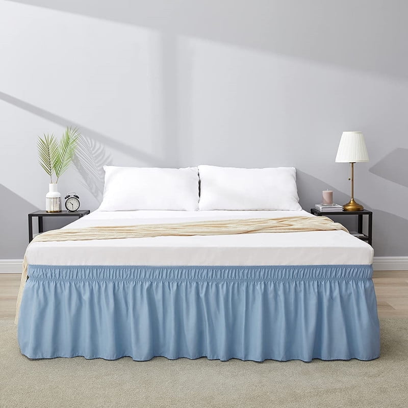 Pleated Bed Skirt Elastic Bed Skirt Without Bed Topper, Three Sided