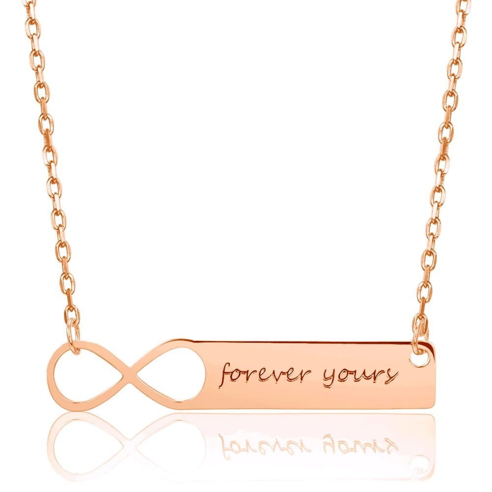 Personalized Infinity Necklace Name Plate Bar Necklace for Women