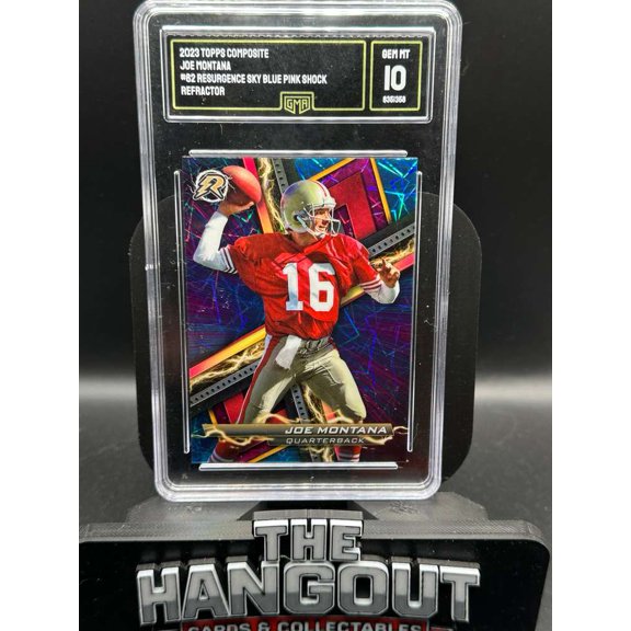 Collectible Graded 2023 Topps Composite Resurgence Joe Montana #62 Sky Blue Pink Shock Refractor GMA 10