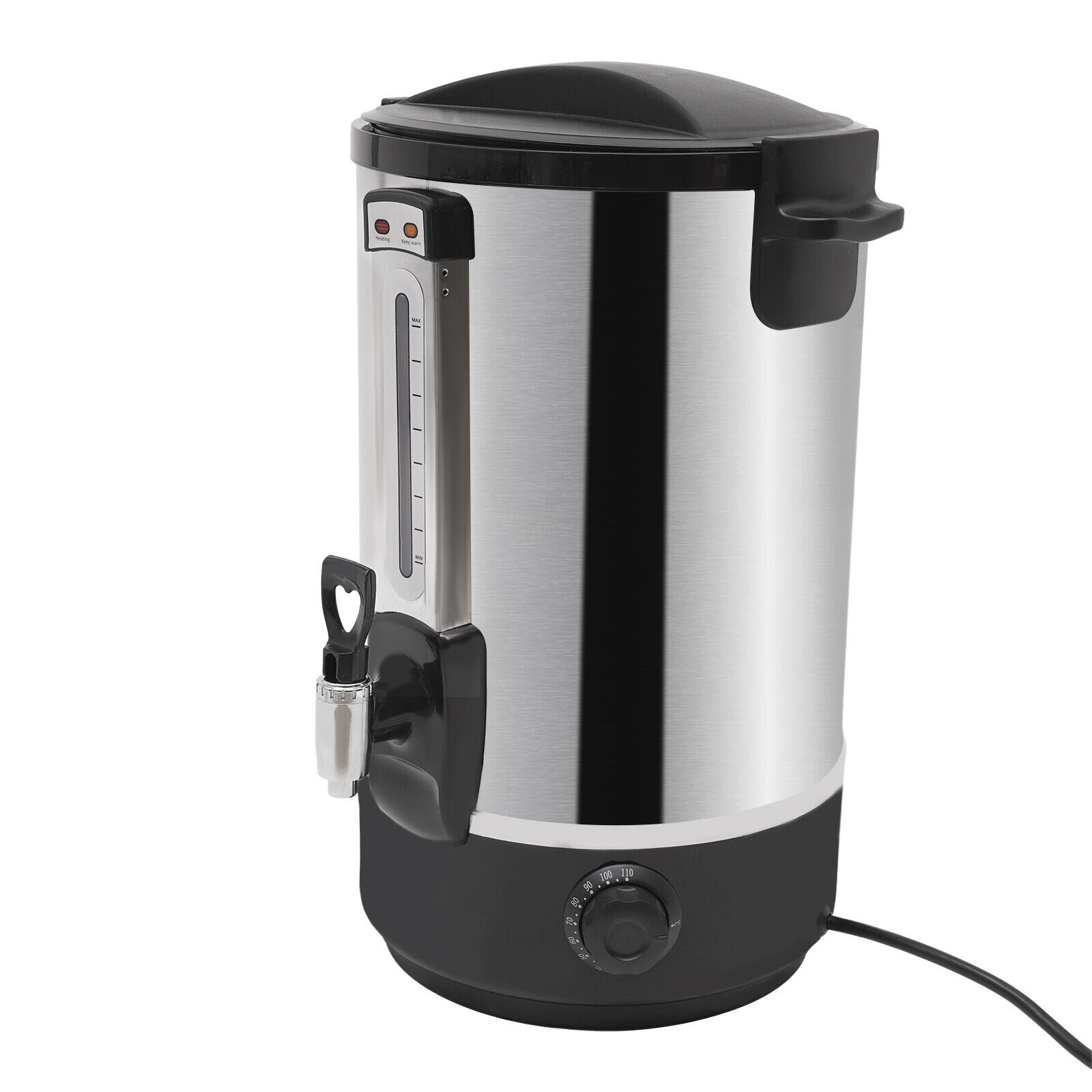 2-layer Stainless Steel Commercial Water Bucket, Electric Hot Water Bucket 16L Beverage Dispenser
