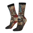 thumbnail image 1 of Fotbe American Flag Deer Art Calcetas Largas con Estampado para Hombre y Mujer – Calcetas de Compresión Transpirables y Elásticas, Viajar y Uso Diario Talla 5-11, 1 of 6