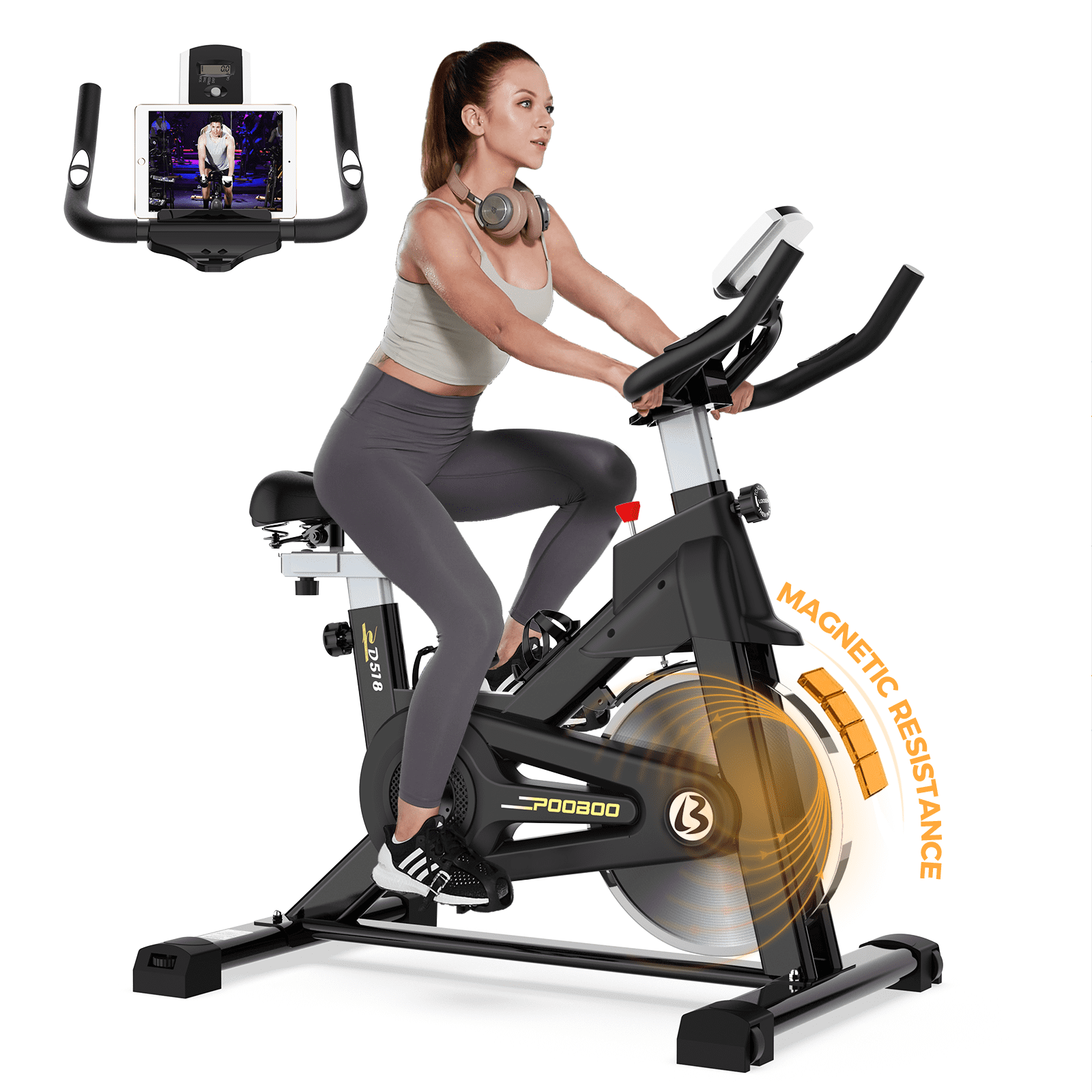 Pooboo Indoor Stationary Magnetic Resistance Cycling Exercise Bike
