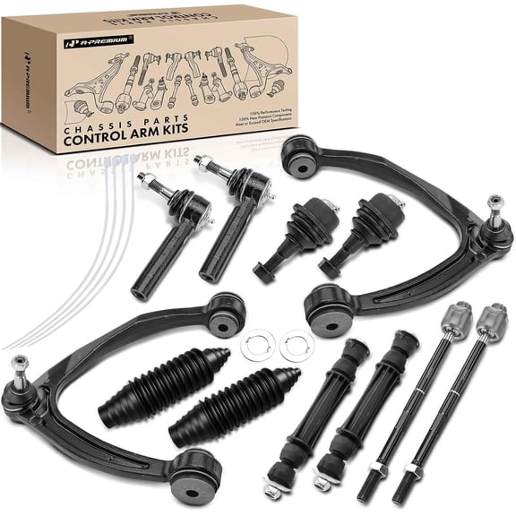 A-Premium 12Pcs Front Suspension Kit Upper Control Arm, Ball Joint, Sway Bar Link, Tie Rod End, Compatible with Chevrolet Silverado 1500 07-13 Tahoe Suburban GMC Sierra 1500 Yukon Cadillac Escalade