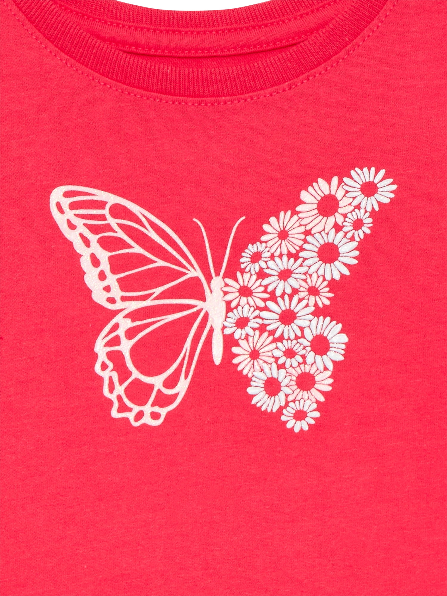 Wonder Nation Toddler Girls Tee with Short Sleeves, Sizes 18M-5T