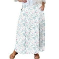 thumbnail image 2 of Long Skirts for Women Viikei Women's Skirt in Lightweight Chiffon,Women's Printed Elastic Waistband Pleated Pocket Skirt With Mid Calf Skirt White M, 2 of 5