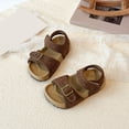 thumbnail image 7 of enyan Girls Summer Sandals Outdoor Beach Anti-Slip Rubber Soft Sole Newborn Toddler First Walker Shoes Crocs Sandals,Brown,Size 7, 7 of 7