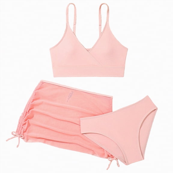 Hessimy Little Girls Two Piece Tankini Swimsuit Summer short Bathing Suit Beach Rash Guard Swimwear,UPF 50 （Pink,11-12 Years)