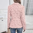 thumbnail image 3 of Women's Ruffled Collar Printed Slim Fit Casual Jacket Elegant Fashion Coat Pink XXL, 3 of 4