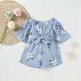 thumbnail image 6 of PatPat Baby / Toddler Girls Clothes Little Girls Rompers Floral Print Striped Off Shoulder Romper Size 1-5T, 6 of 12