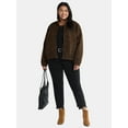 thumbnail image 2 of Time and Tru Women's and Women's Plus Faux Wool Bomber Jacket, Sizes XS-2X, 2 of 5