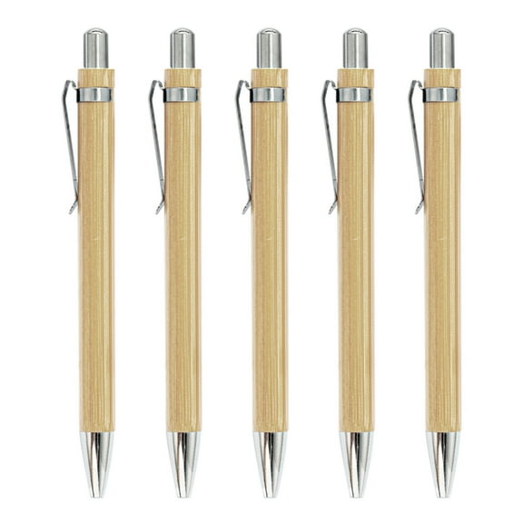 SIEYIO Bamboo Wooden Retractable Ballpoint Pen Black Ink 1mm Pens Engraved Journal Pen