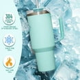 thumbnail image 5 of JUSTLET 40 oz Vacuum Insulated Stainless Steel Travel Mug, Tumbler with Handle & Straw, Seafoam, 5 of 10