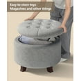 thumbnail image 5 of OSM Ottoman,Round Foot Rest Stool, Upholstered Large Ottoman Chair with Storage for Living Room & Bedroom, Decorative Home Furniture, Gray, 5 of 7