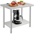 thumbnail image 1 of 36x24x35 In NSF Stainless Steel Prep Table 2-Tier Commercial Workbench with Adjustable Undershelf and Hook Heavy Duty Kitchen Table for Restaurant and Home, 1 of 7