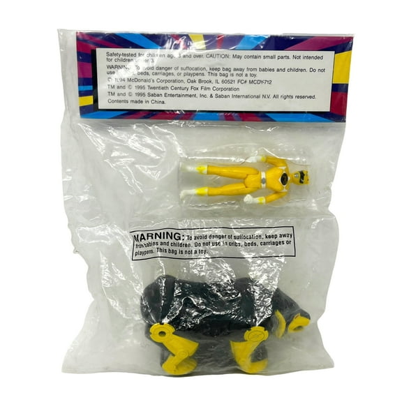 McDonalds Happy Meal Mighty Morphin Power Rangers Yellow Ranger W Bear Ninjazord