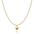 thumbnail image 1 of 14K Yellow Solid Gold Plain Heart Charm Pendant with 0.9mm Wheat Chain Necklace - 22", 1 of 4