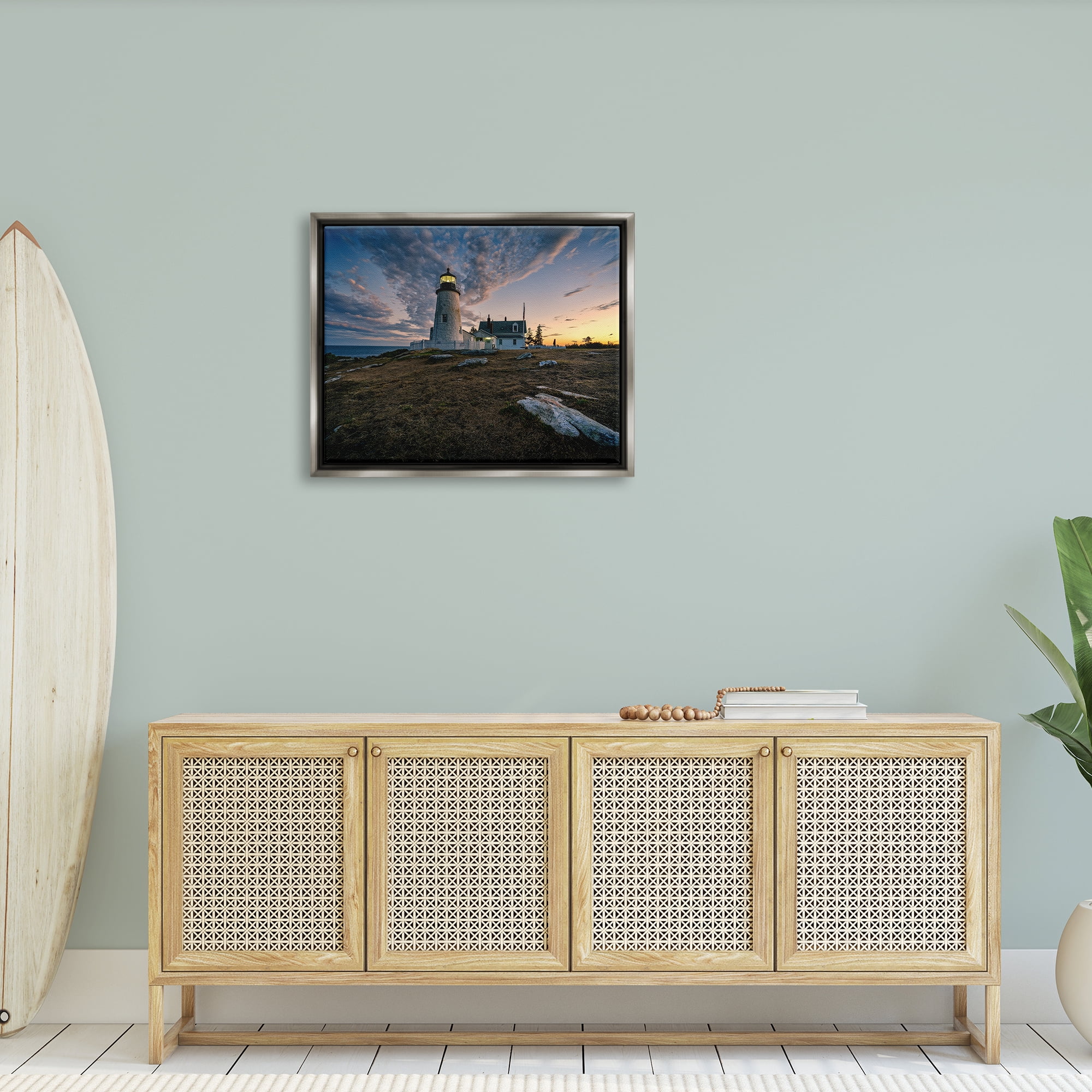 Stupell Maritime Lighthouse Clouds Landscape Landscape Photography Gray Floater Framed Art Print Wall Art