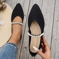 thumbnail image 4 of DIVVce Pointed Toe Flats For Women Stretch Knit Pearl Beaded Single Thin Strap Slip On Flat Shoe Footwear, 4 of 7