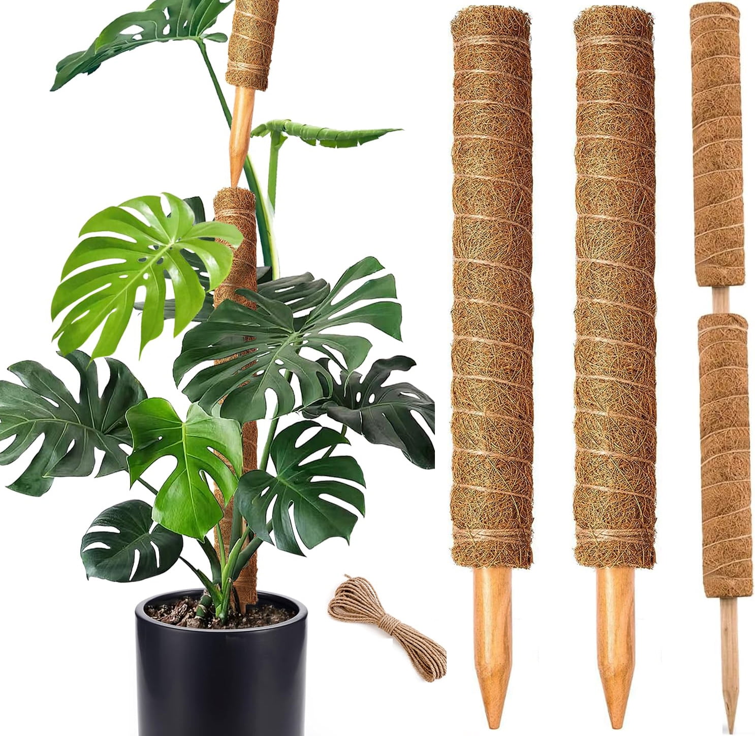 2 Pack 25 Inch Bendable Moss Pole for Indoor Plant Support