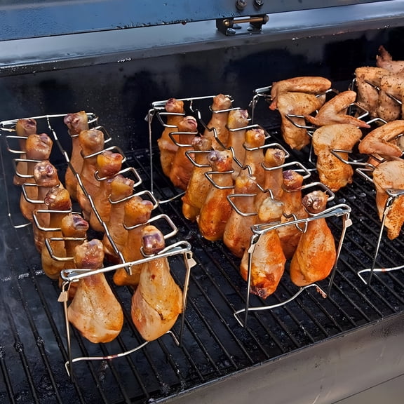 ACDANC Chicken Leg & Wing Rack for Grill 14 Slots Stainless Steel Roaster Stand for Chicken Legs Wings Drumstick for Smoker Grill Charcoal Grill Chicken Drumstick Holder Great for BBQ Picnic