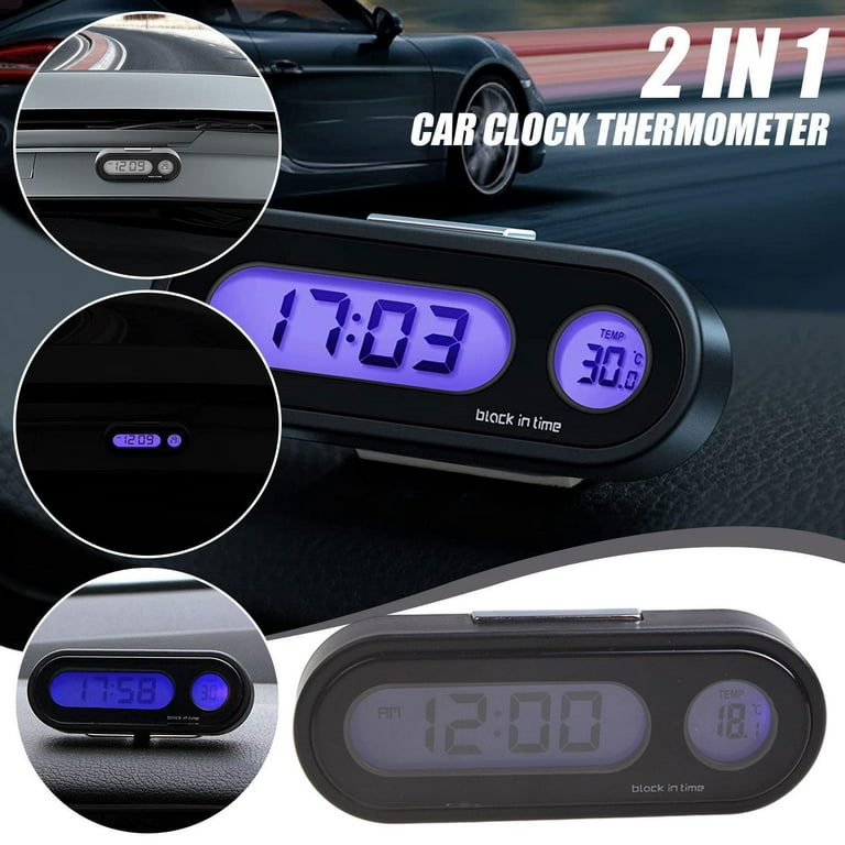 12V LCD Digital LED Car Electronic Time Clock Thermometer With Backlight  SALE 