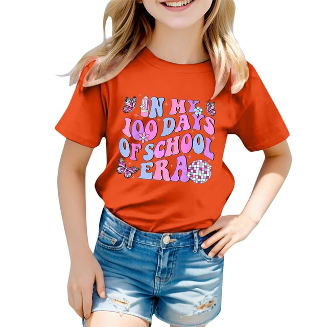 MEZZALL T-Shirts d'Été à Manches Courtes Imprimés pour Enfants Col Rond Confort, 10-12 Ans