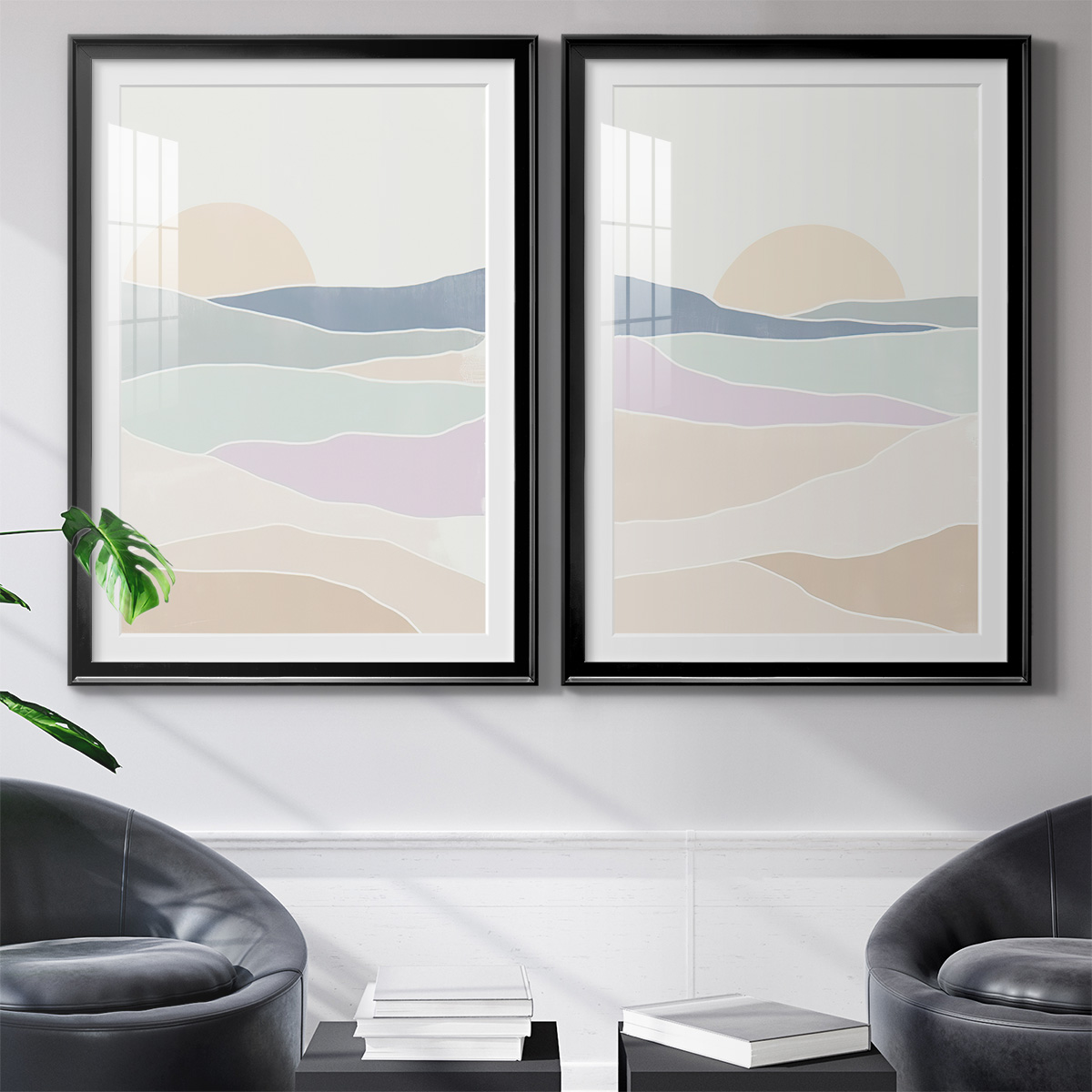 Wexford Home Wave Tableau I Premium Framed Print, 26.5" x 36.5" - Ready to Hang, Black (Set of 2)