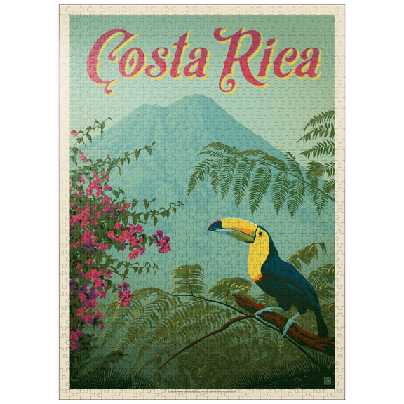 MyPuzzle - Costa Rica: Toucan In The Jungle, Vintage Poster - Premium 1000 Piece Jigsaw Puzzle for Adults