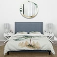 thumbnail image 3 of Designart "Solitary Watercolor Tree I" Landscape Forest Bedding Covert Set - Forest Green Landscapes Bed Set With 2 Shams, 3 of 6