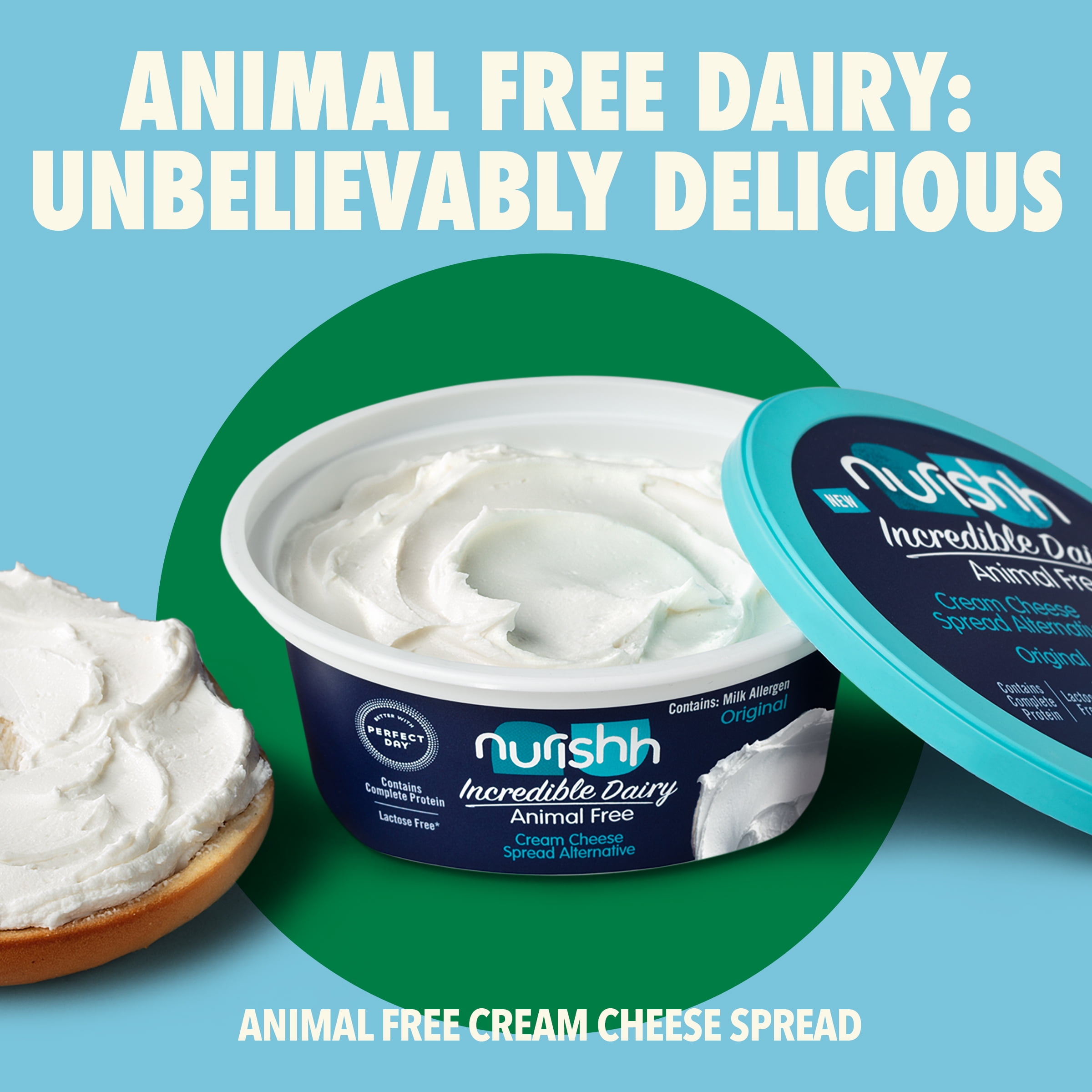 Nurishh Lactose Free Cream Cheese Alternative Spreadable Original, 6.5 oz. Tub, Refrigerated