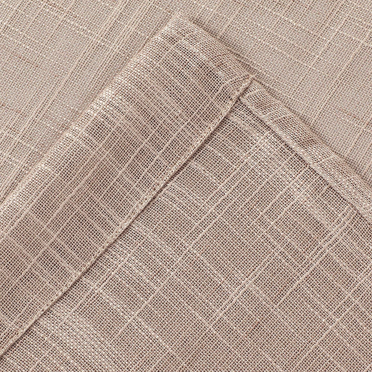 2 Piece Linen Textured Semi-Sheer Grommet Top Curtain Panel Drape Set (84" Long, Taupe)