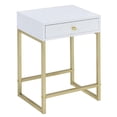 thumbnail image 1 of Bowery Hill Table d'Appoint en Blanc et Laiton, 1 of 2