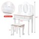 thumbnail image 3 of Tocador para niñas con espejo triple y luces ajustables, set de maquillaje infantil de madera con taburete y cajón, mesa de juego de roles para dormitorio o sala de juegos, blanco, 3 of 8
