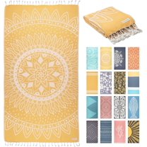 FESHKA Sand Free Turkish Beach Towel (37 x 67) Quick Dry Bath Towel, Oversized Beach Blanket, Lightweight for Travel - Made with 100% Organic Turkish Cotton - Sunflower (Yellow)…