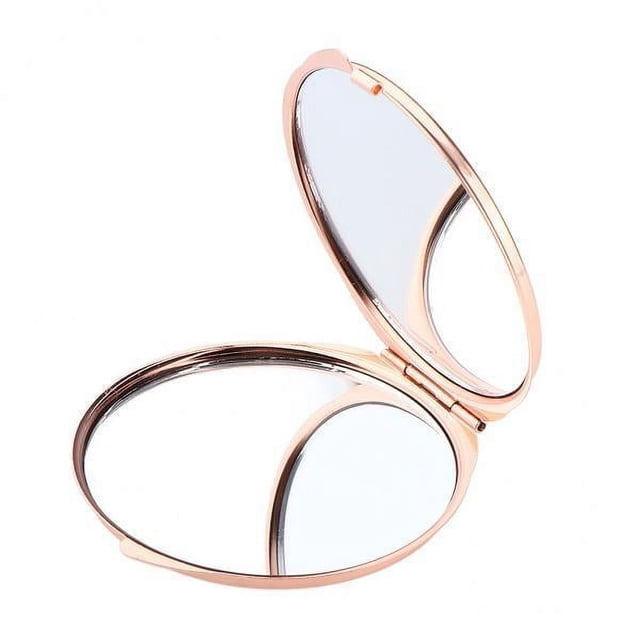 15 Espejos De Maquillaje De Doble Cara Sunnimix Plegables Redondos Rosa Dorado