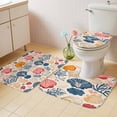 thumbnail image 4 of Ocean Shell Bathroom Rugs Set Colorful Shell Coral Abstract Texture Non Slip Absorbent Soft Bath Mats 3 Piece Set with Bathroom Rug, U-Shaped Floor Mat, Toilet Seat Cover Large Size, 4 of 9
