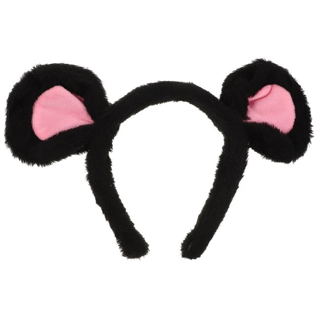 Bonita diadema con orejas de ratón de peluche suave y orejas de animal de dibujos animados para cosplay, disfraces, fiestas de Halloween y celebraciones de cumpleaños
