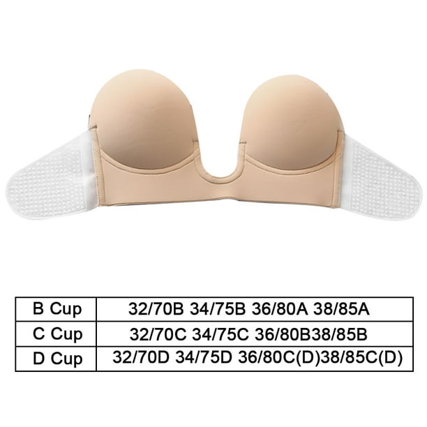 Push Up Strapless Sticky Adhesive Invisible Backless Bras Plunge Reusable Magic  Bra for Women 