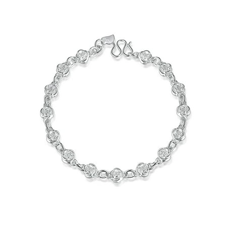 Emma Manor Charm Bracelets 14k Gold Plated Rose Link Bracelets For Women
