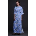 thumbnail image 4 of Bimba Rayon Peach Floral & American Robin Bird Printed Womenâ€™s Long MaxiÂ&nbsp;DressÂ&nbsp;Gown with Side Slit-Medium Lavender Blue, 4 of 6