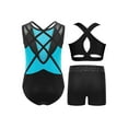 thumbnail image 2 of TTAO Gymnastics Leotard for Girls Sleeveless Sparkle Dance Bodysuit Athletic Unitard with Sport Bra Shorts Set Light Blue 16, 2 of 3