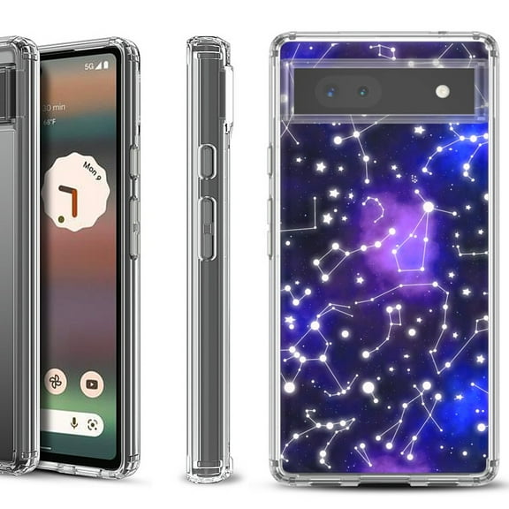 Shockproof Bumper Phone Case for Google Pixel 6a, by OneToughShield ® - Constellations