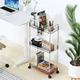 thumbnail image 2 of LLMRR 3-Tier Acrylic Rolling Utility Cart with Wheels, Multi-Functional Storage Trolley for Office, Mobile Shelving Unit Multifunction Rolling Utility Cart, Gray, 2 of 6