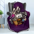 thumbnail image 4 of Modern Soft Flannel Fleece Throw Blanket, Cartoon Like Cinema Movie Image Burgers Popcorns Glasses Watching Film, Cozy Plush for Indoor and Outdoor Use, 60" x 80", Purple Earth Yellow, by Ambesonne, 4 of 5