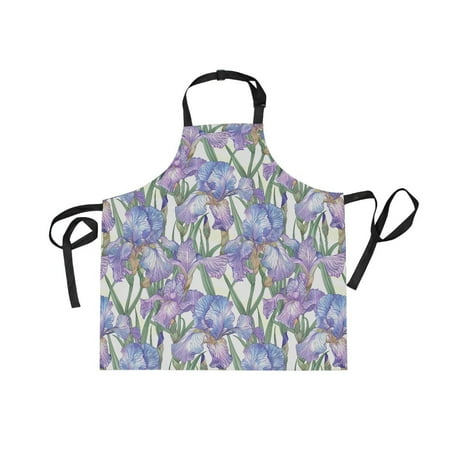 

JSTEL Iris Flowers Floral Apron with 2 Pockets for Women Men Adjustable Garden Bib