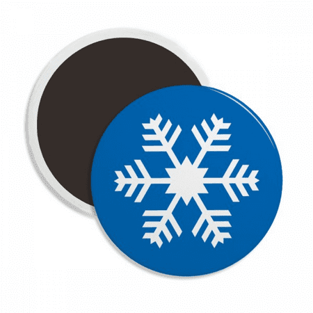 

Winter Sport Blue Snowflake Outline Round Ceracs Fridge Magnet Keepsake Decoration